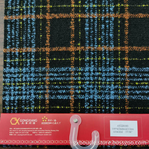 Woolen Boucle plaid with loops yarn fabrics